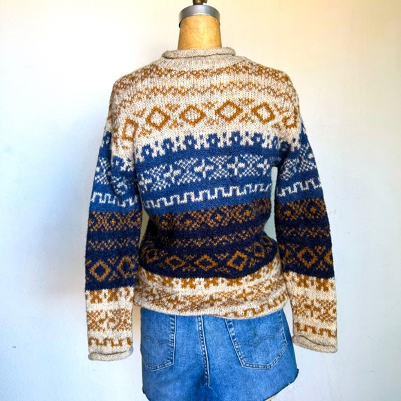 90s Fair Isle Knit Wool Oversized Sweater - Picture 4 of 4